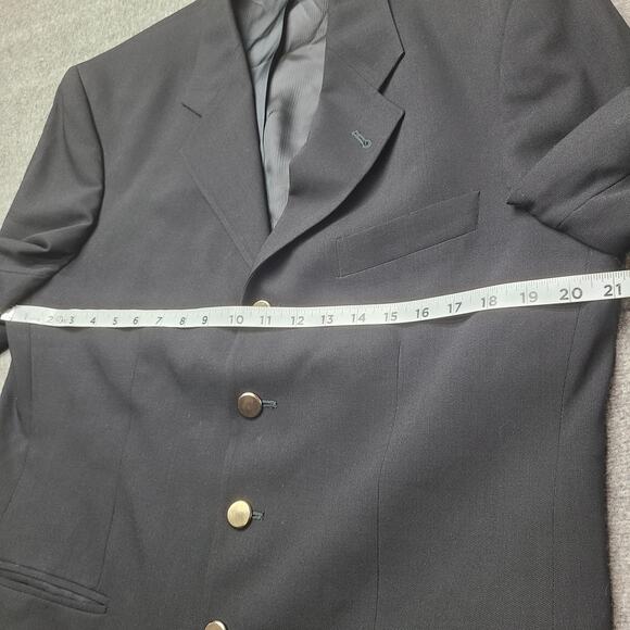 Zanetti Blazer Mens 42R Super 100s Wool Gold Buttons Made in Italy Tollegno - Picture 4 of 10